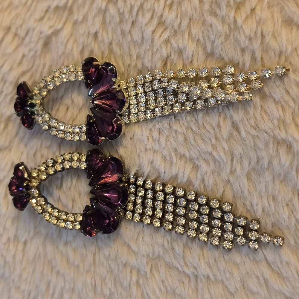 Vintage Rhinestone Dangle Earrings